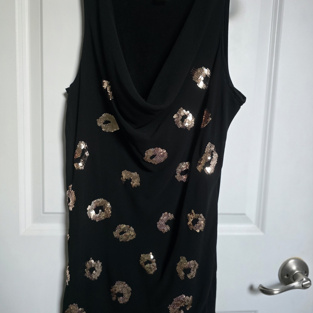 Black Dress with Gold Sequin Accents